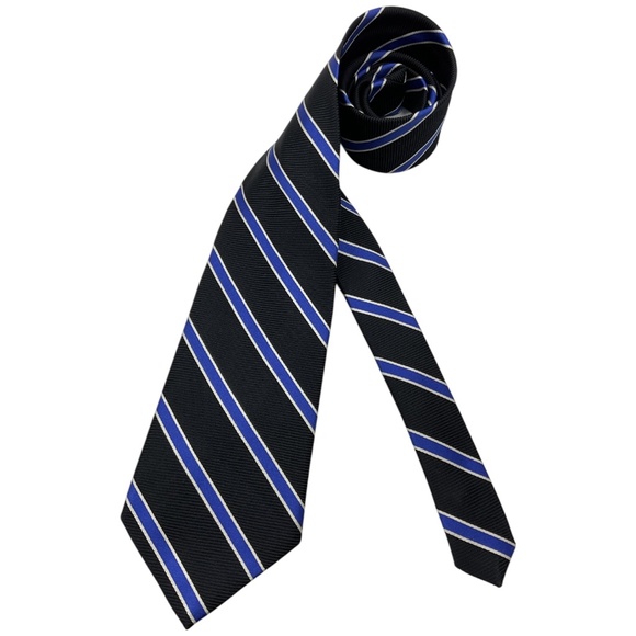 BROOKS BROTHERS Black/Blue Striped Silk DESIGNER Tie USA - Picture 1 of 4